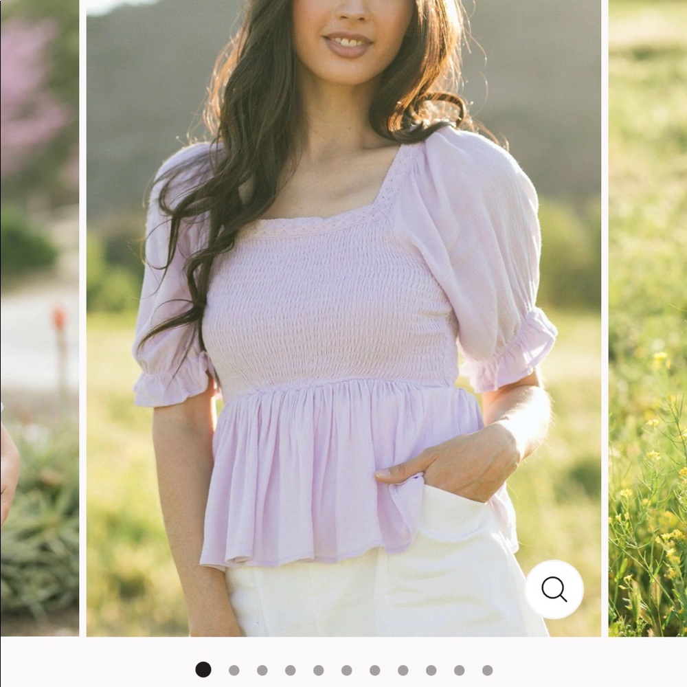 Lilac smocked babydoll top - Picture 1 of 1
